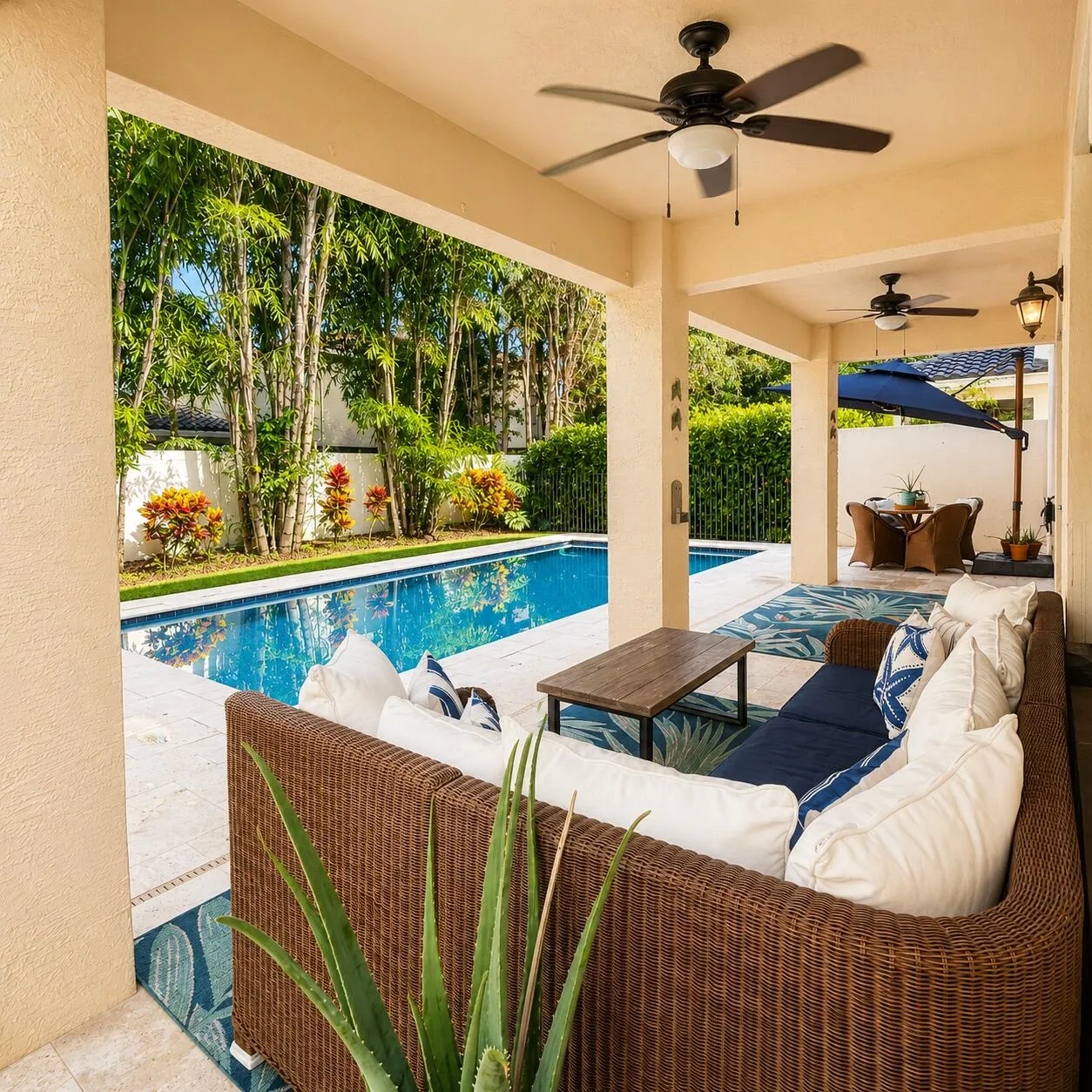The "Verona" model BUT with a private pool with turf backyard