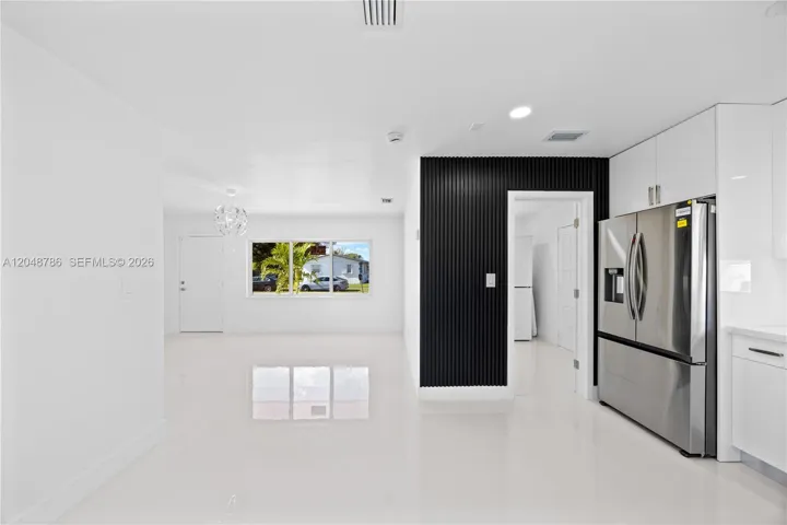 View of the living area from the dining area.
