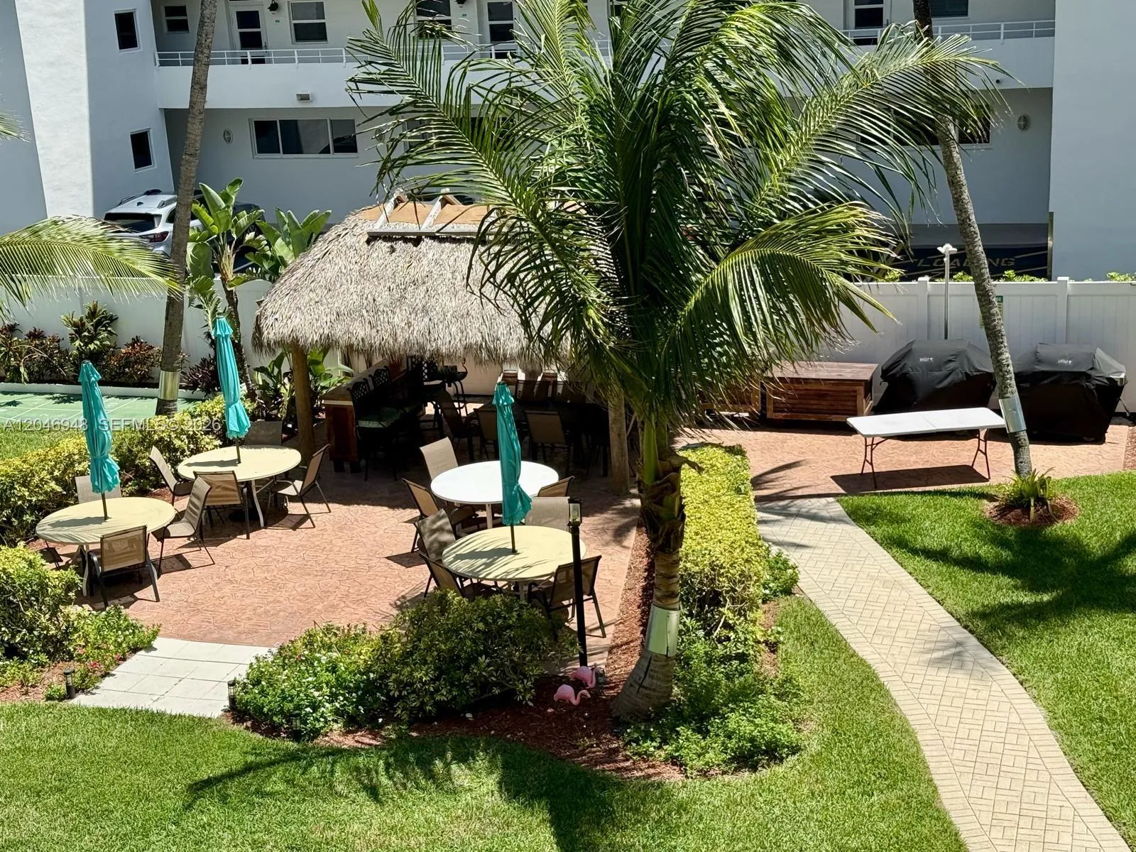 Tiki hut area with grills