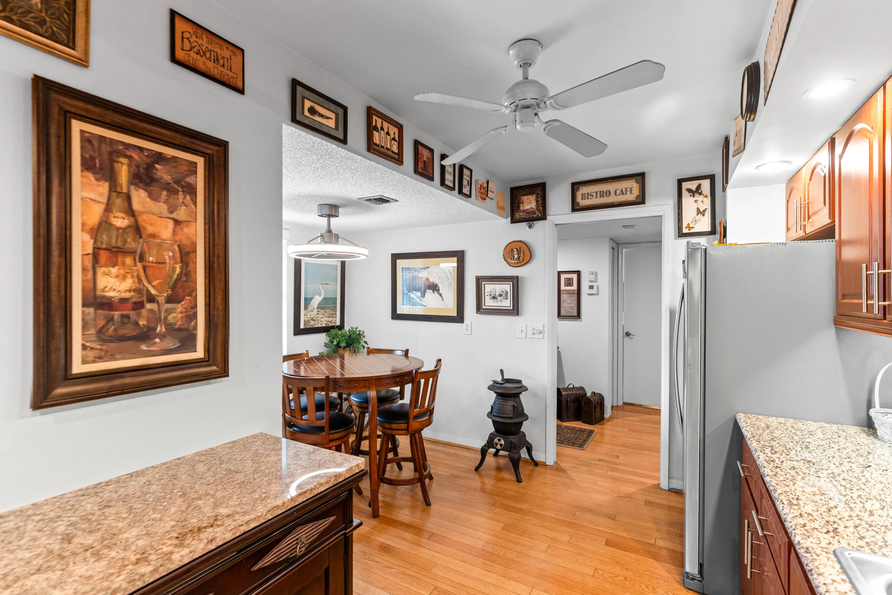 Virtually staged breakfast nook.