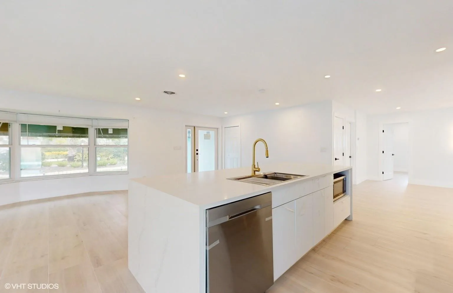 View of kitchen island
