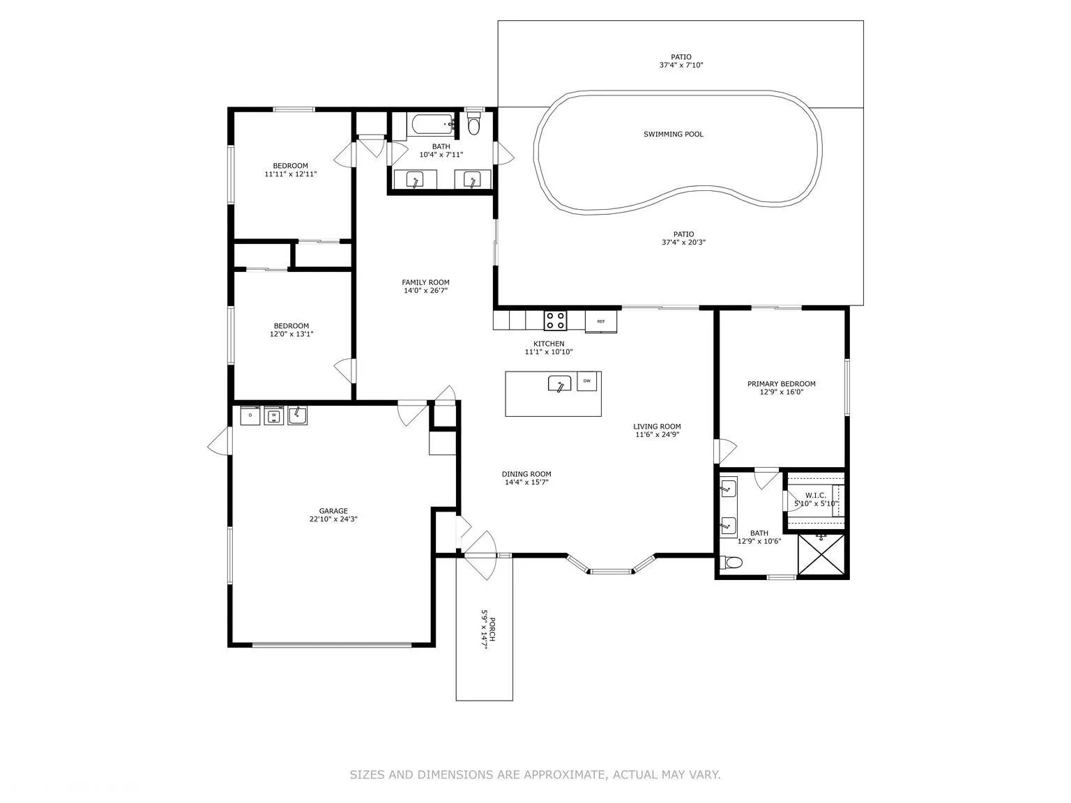 Split bedroom floor plan provides room and privacy for family