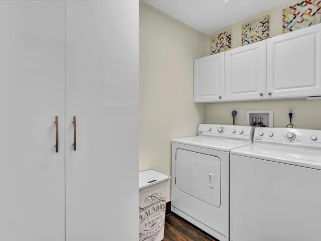 Laundry Room with Storage and full size washer/dryer