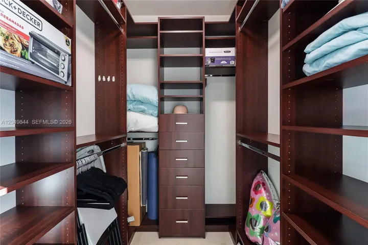 Primary bedroom’s walking closet