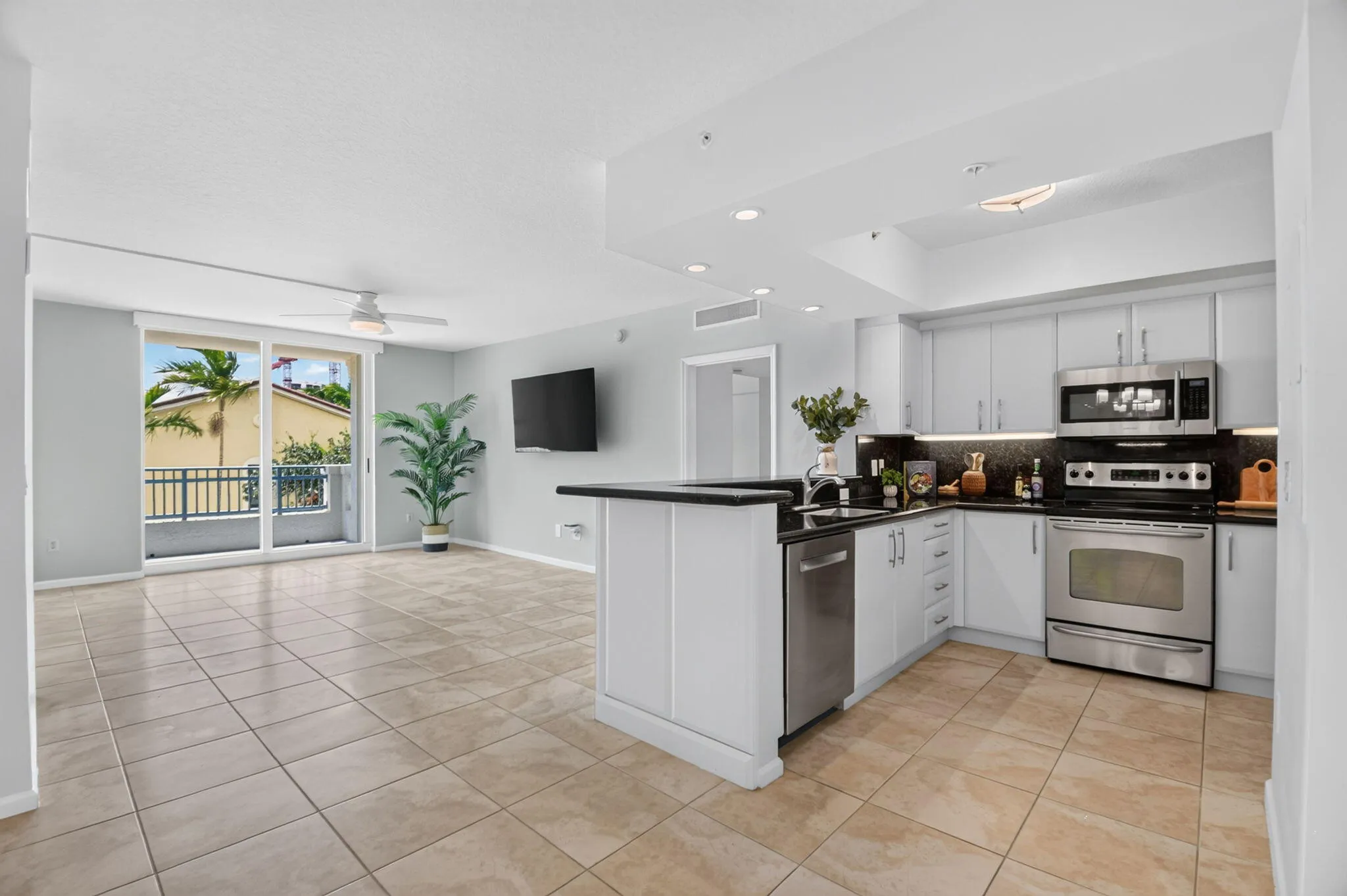 Updated Open Kitchen to Living Area