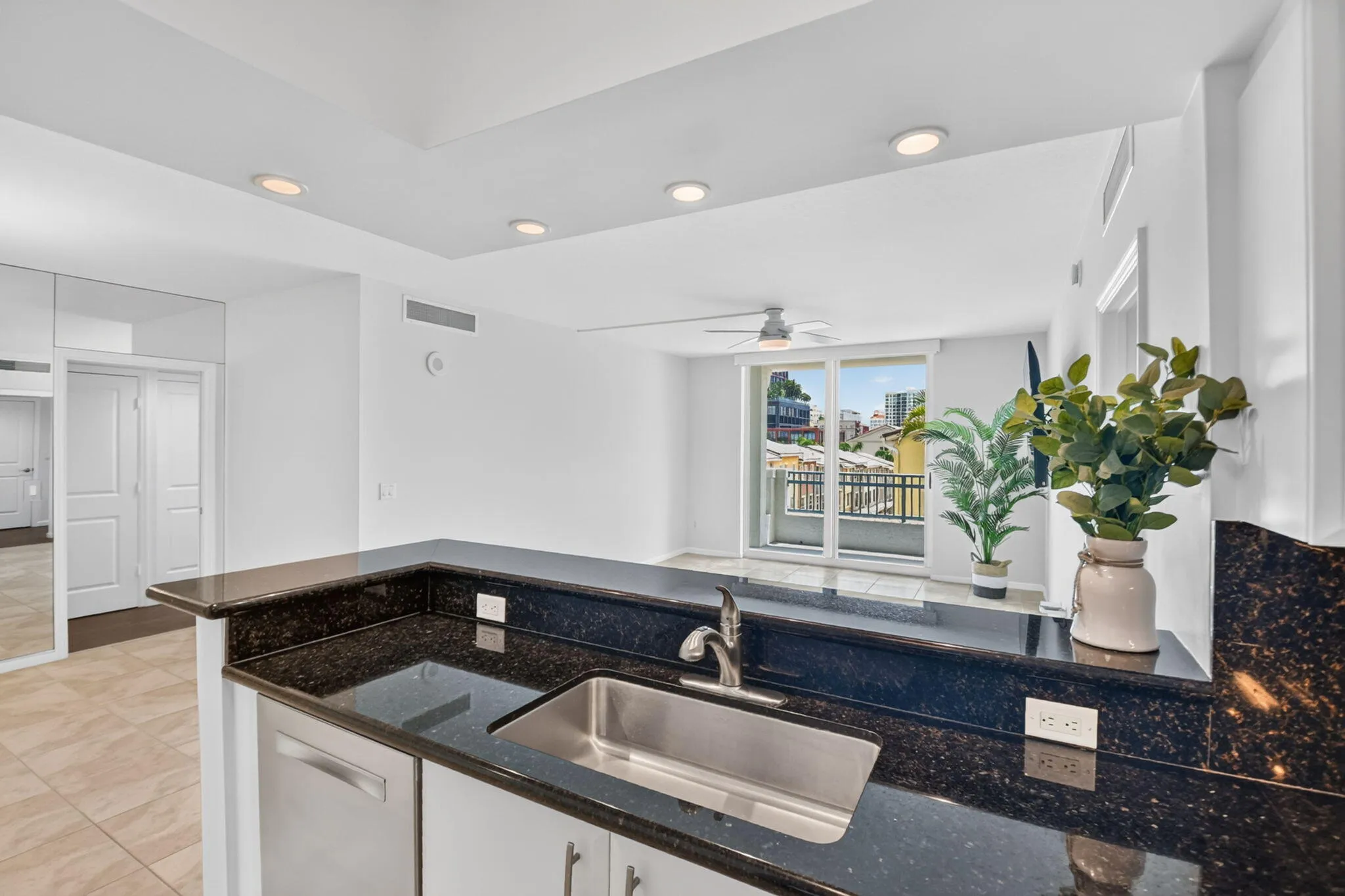 Kitchen Views to Living & Dining Areas