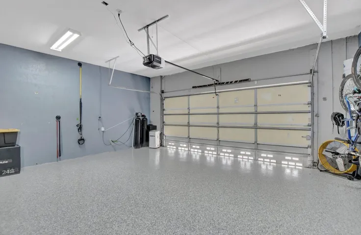 2 car garage gym set up can stay or be removed