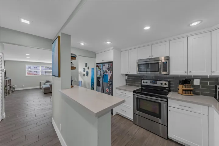 Updated kitchen with stainless steel appliances