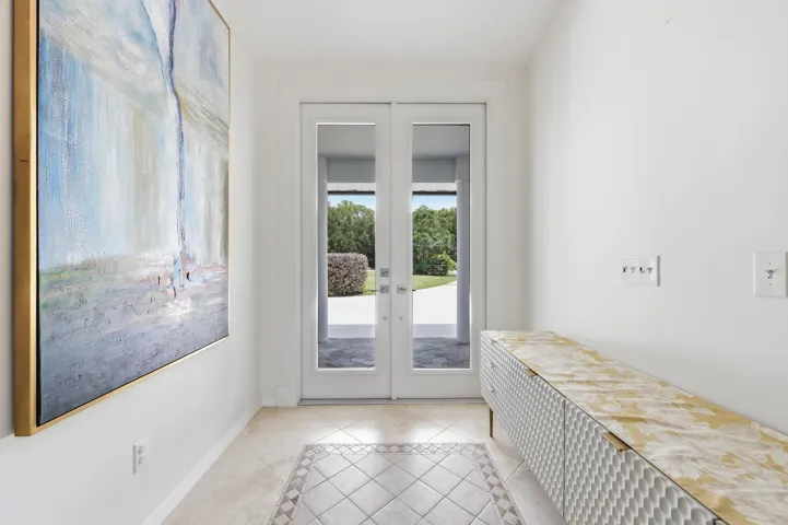 French doors with full-light panels and white frames