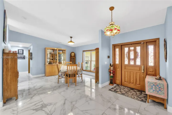 entry and dining room