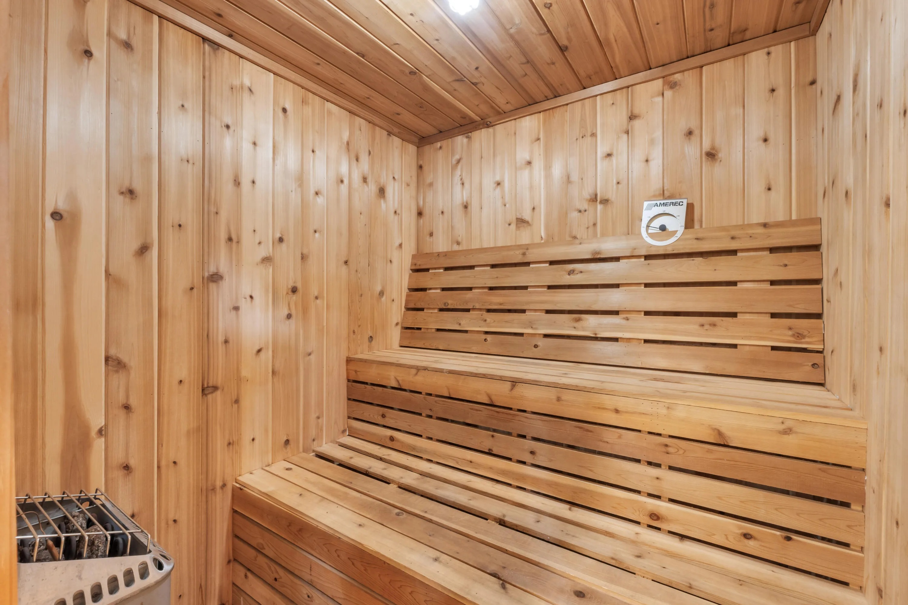 Newly-remodeled community sauna.