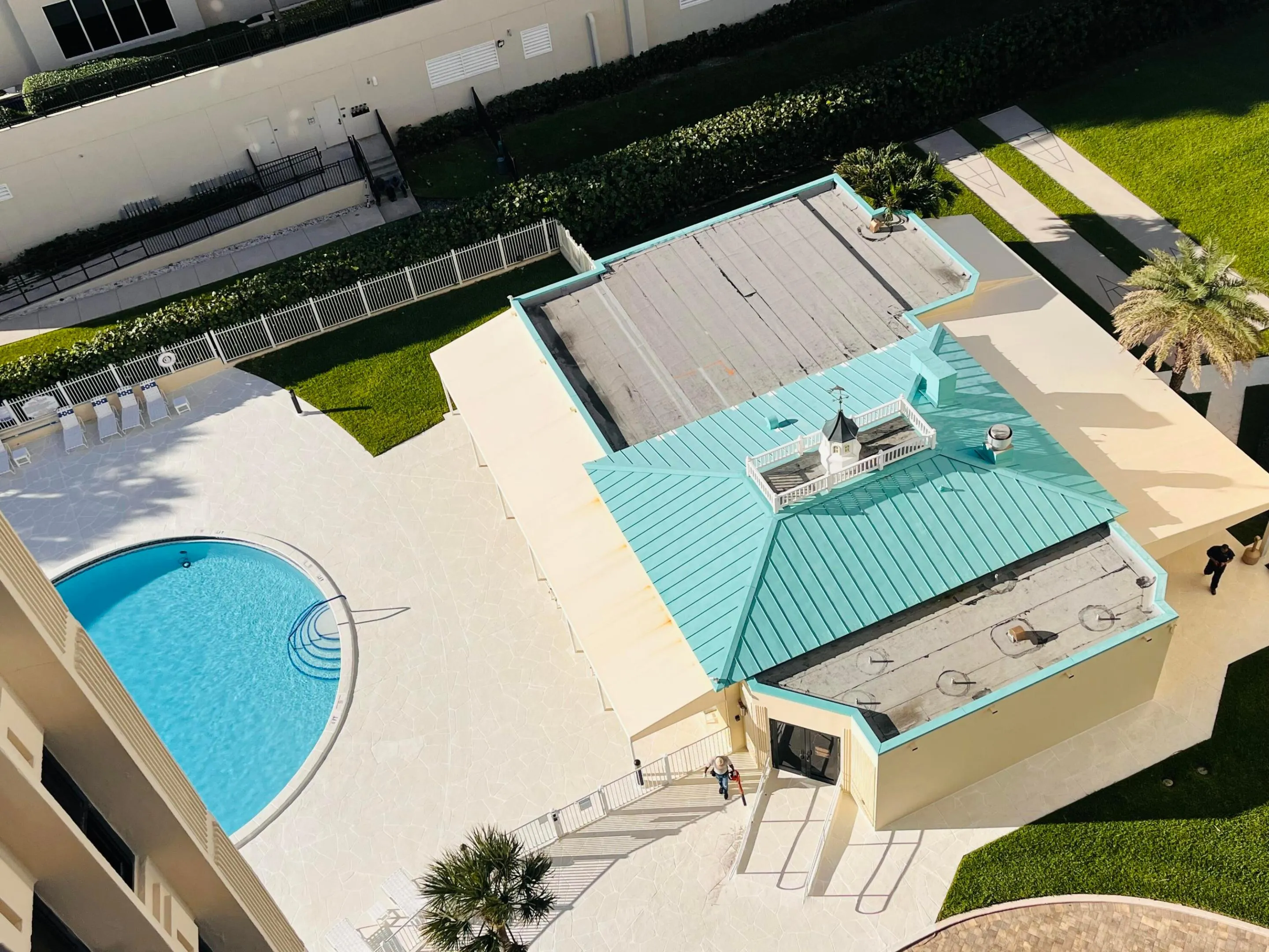 View from balcony of pool
