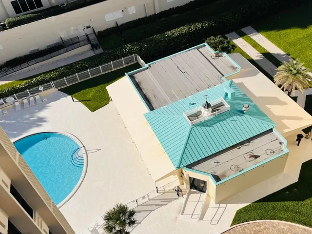 View from balcony of pool