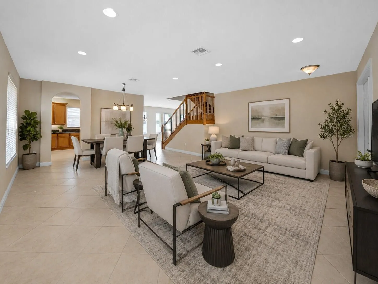 Open concept floorplan-virtually staged