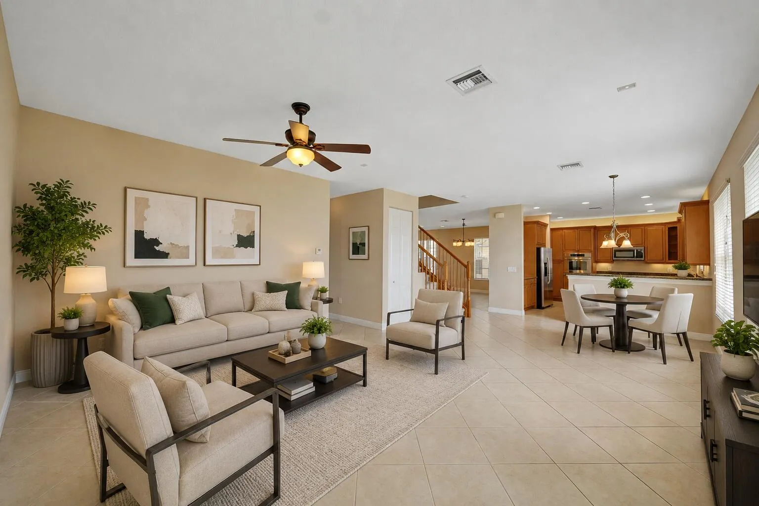 Open concept floorplan-virtually staged