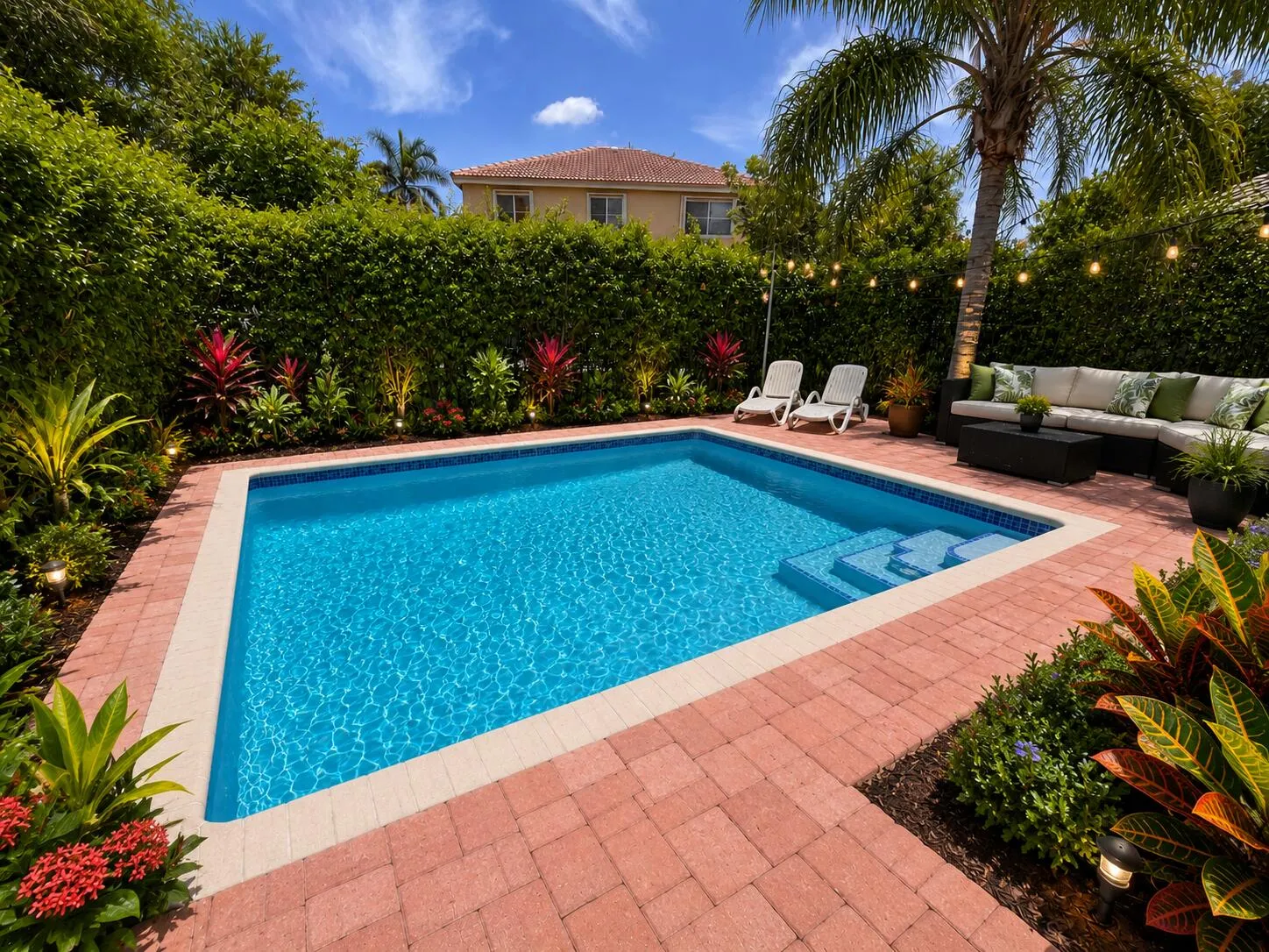 Property does not have a pool. This is an edited photo to show the space available for a pool.