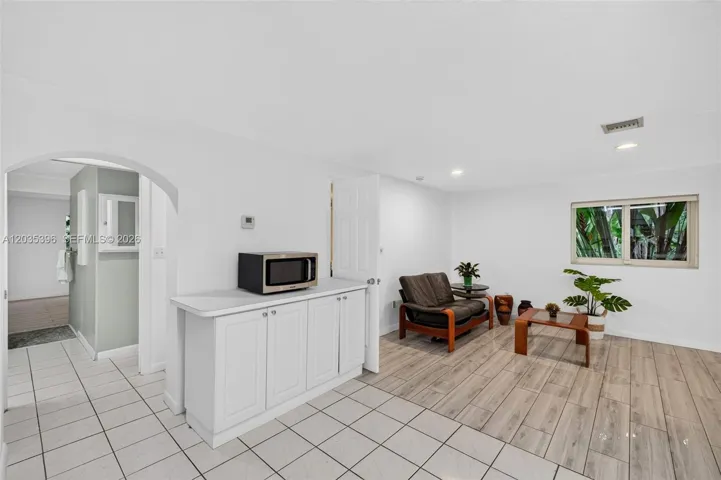 Guest House kitchen and view to living room