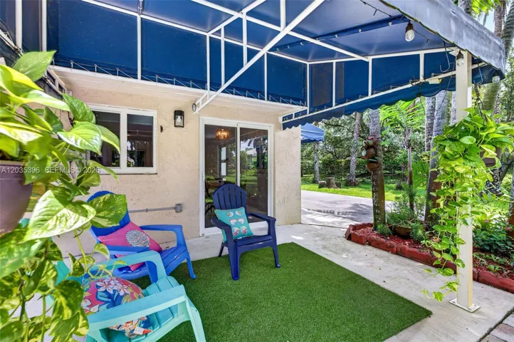 Private patio for guest overlooking garden