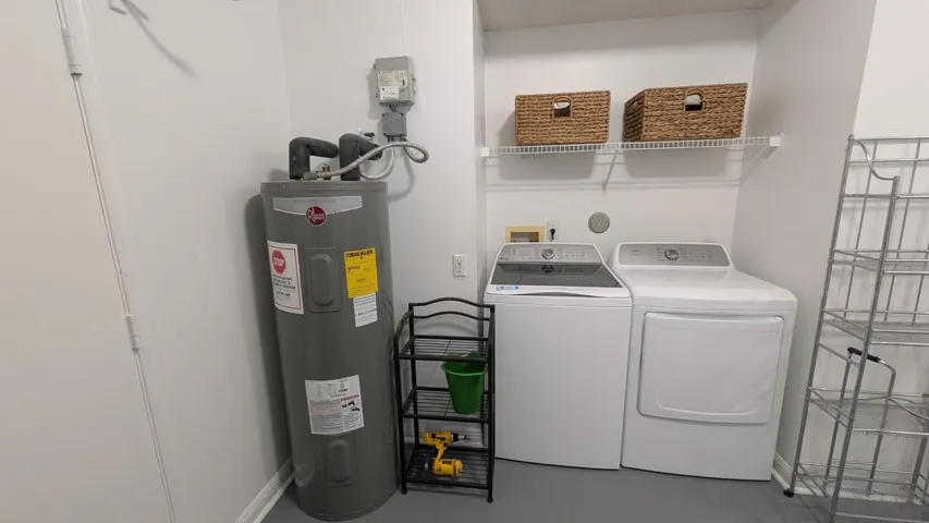 Hot water heater and laundry area