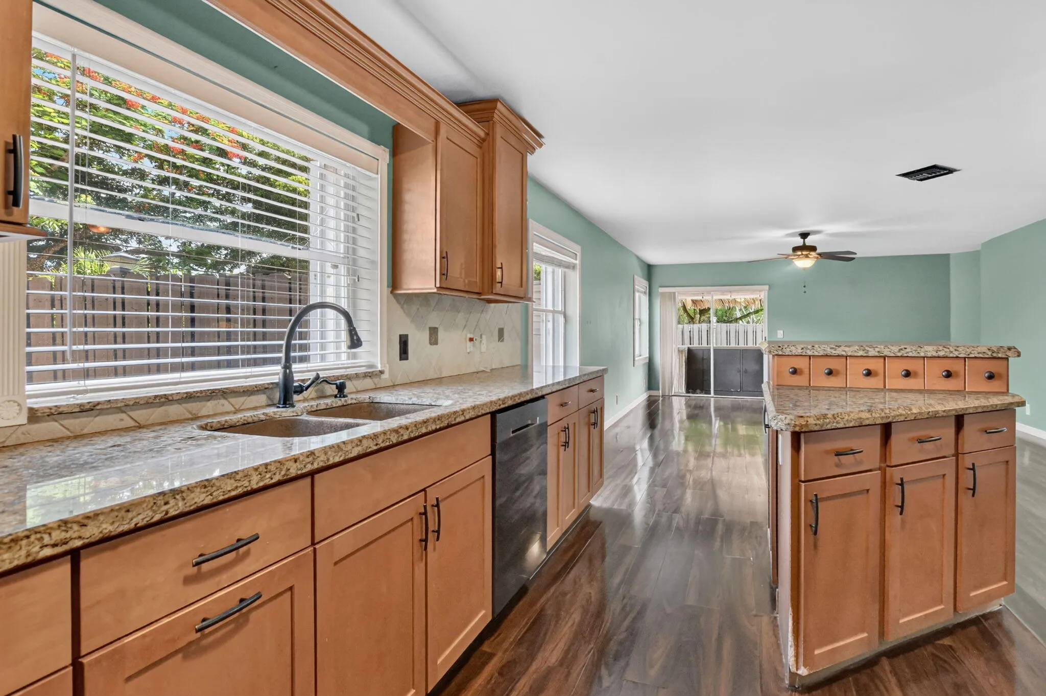 kitchen to den view