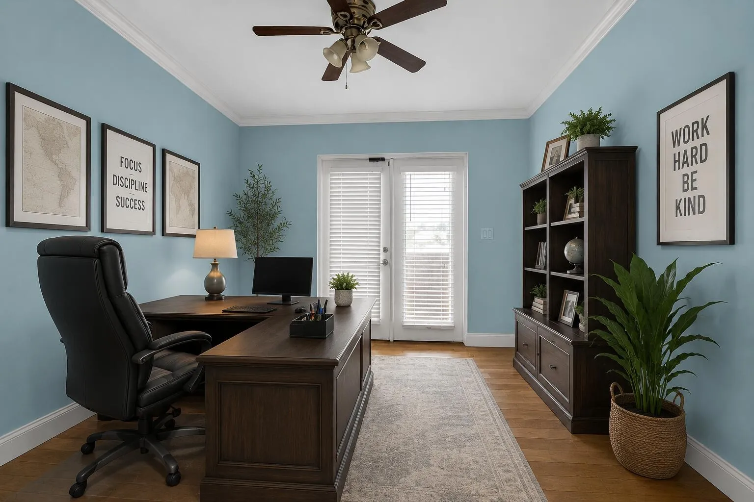 2nd bedroom staged as an office