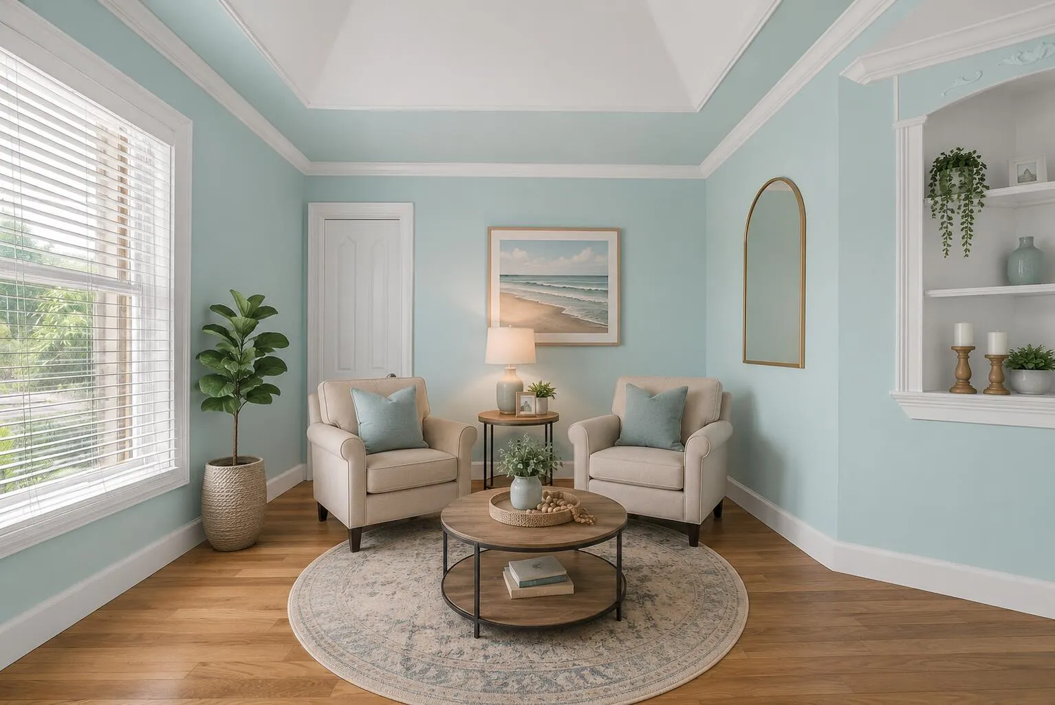 staged sitting room off the primary