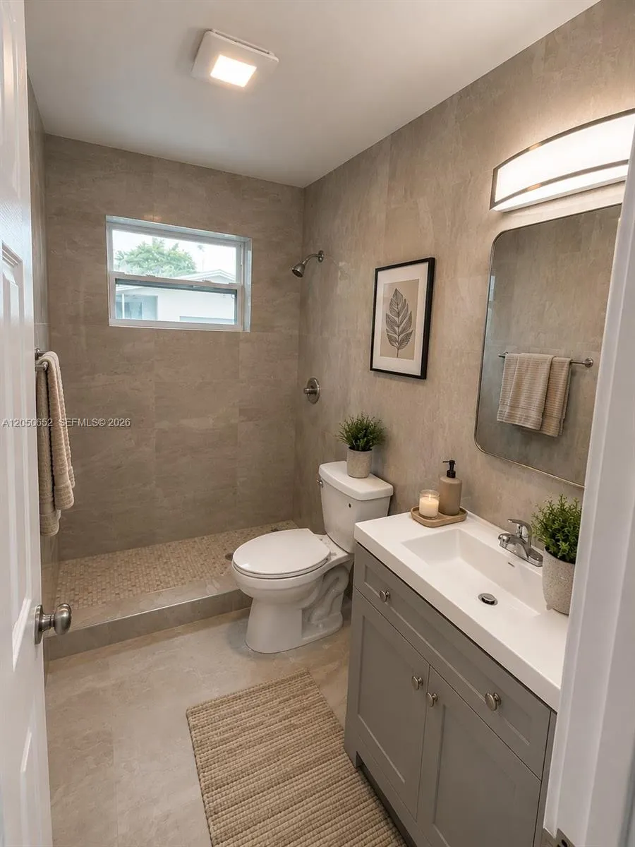 2nd bathroom,Virtually Staged-Furniture show is for illustration purposes only.