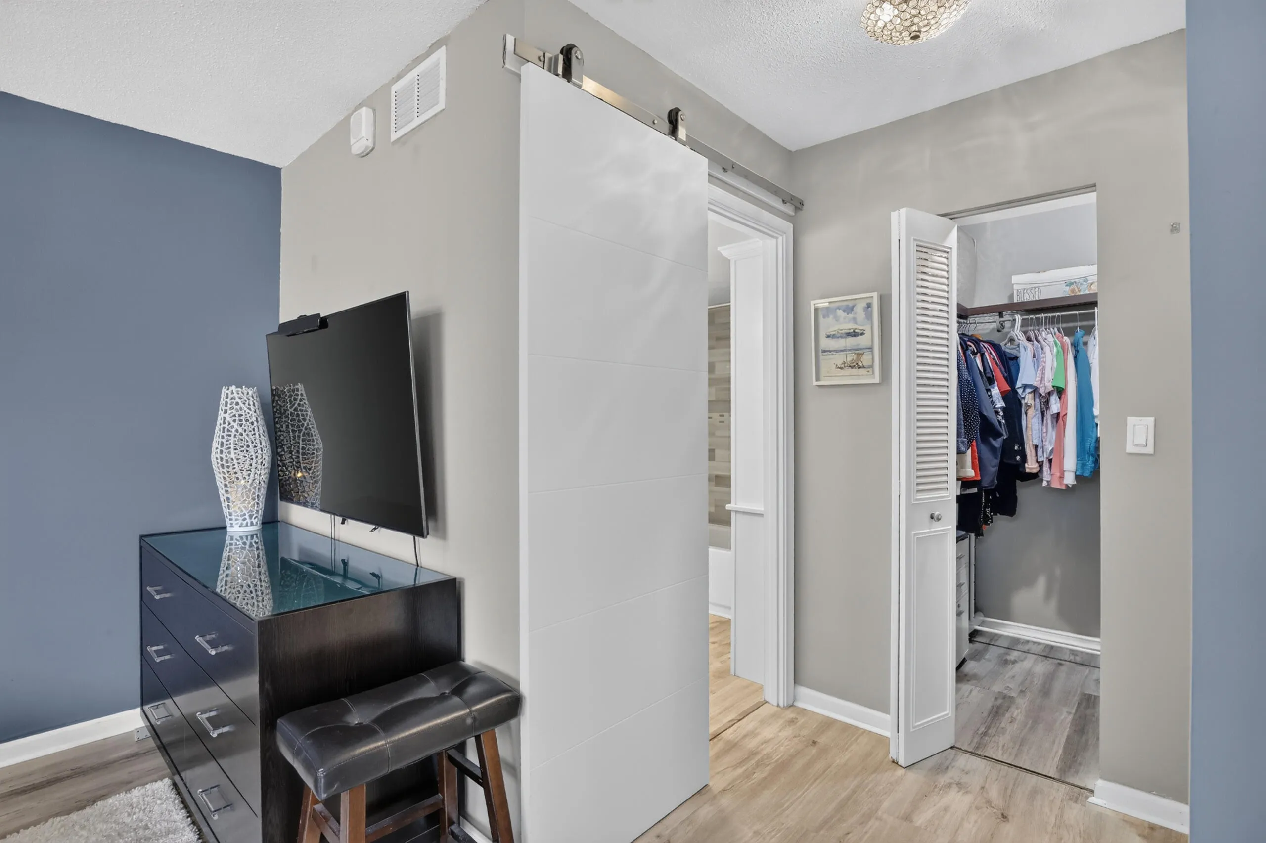 Wood-finish flooring throughout