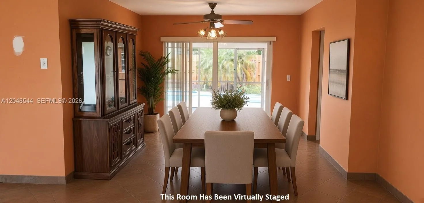 Dining area virtually staged