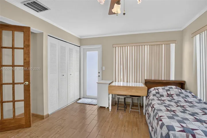 Family room set up as the 4th bedroom