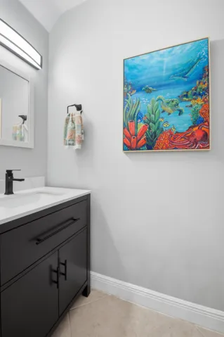 Updated lighting and vanity