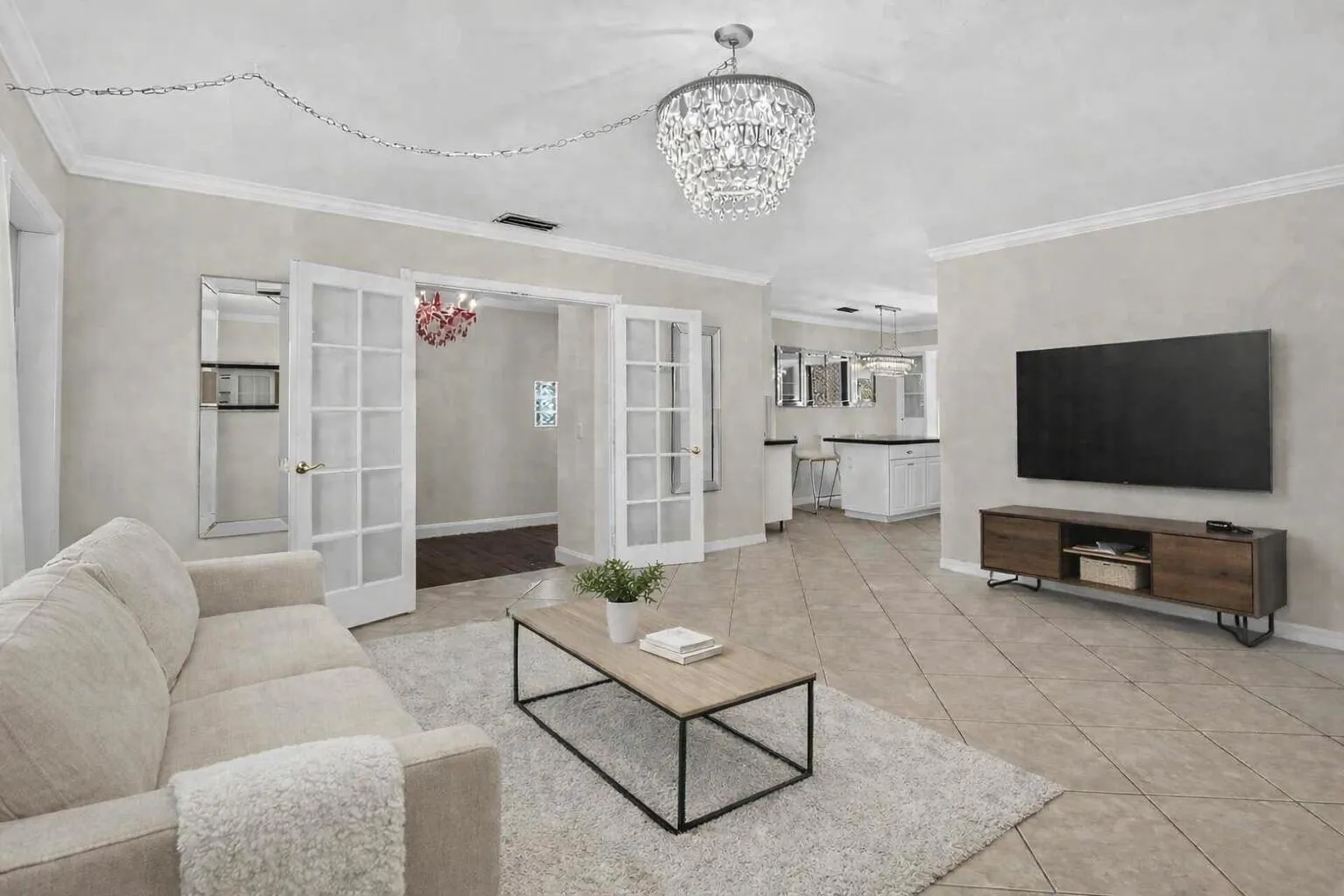 Virtually staged living room