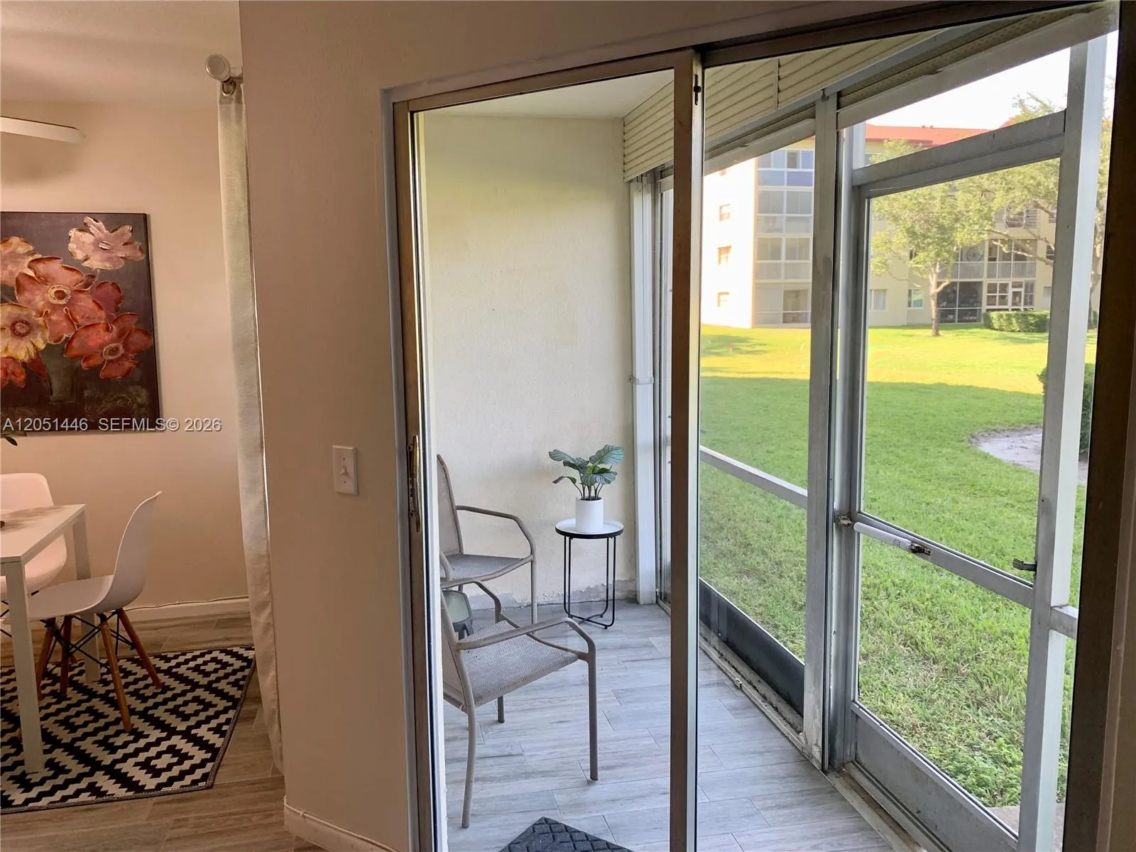 Screened patio to golf course view