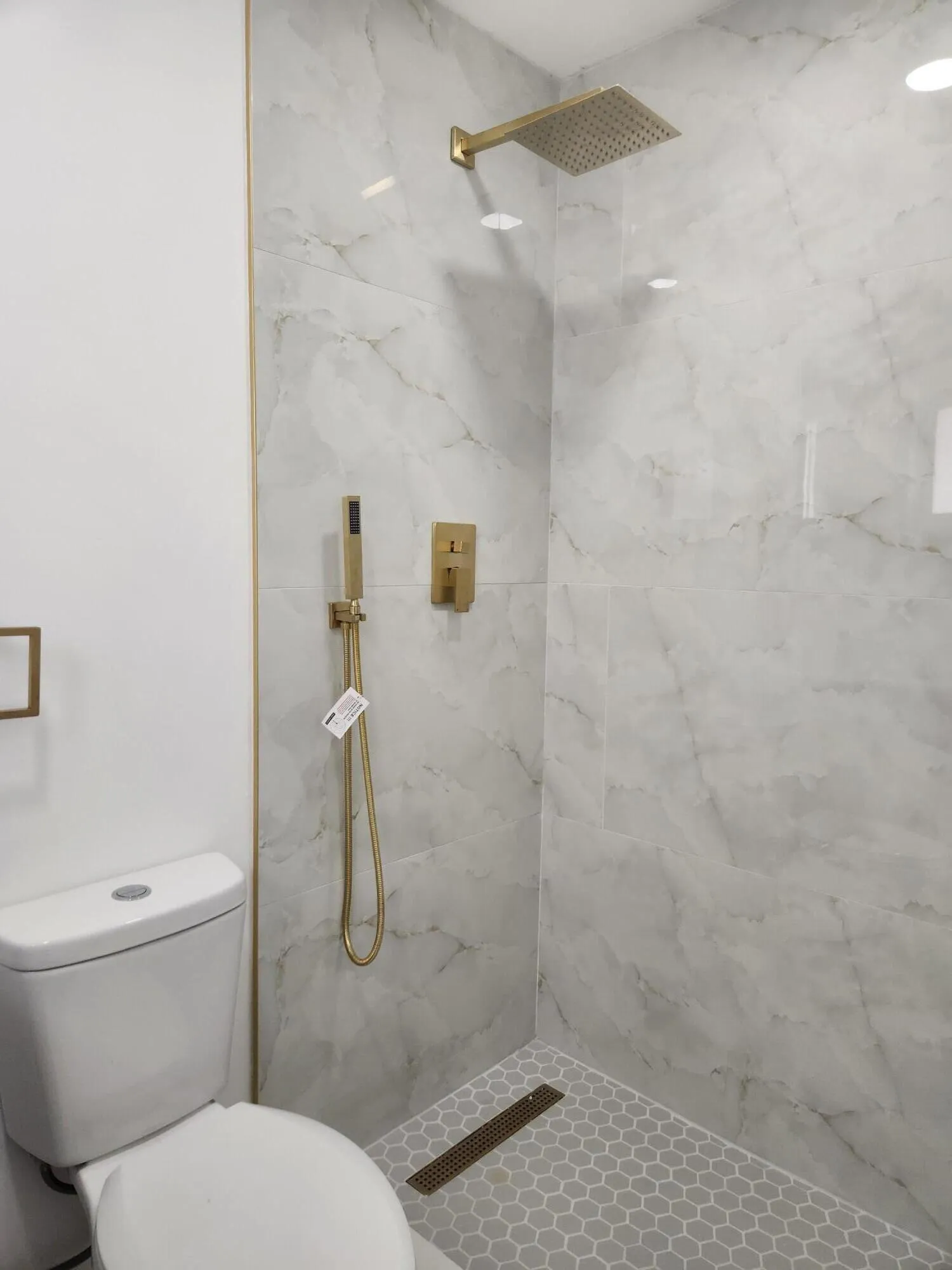 Gold fixtures throughout