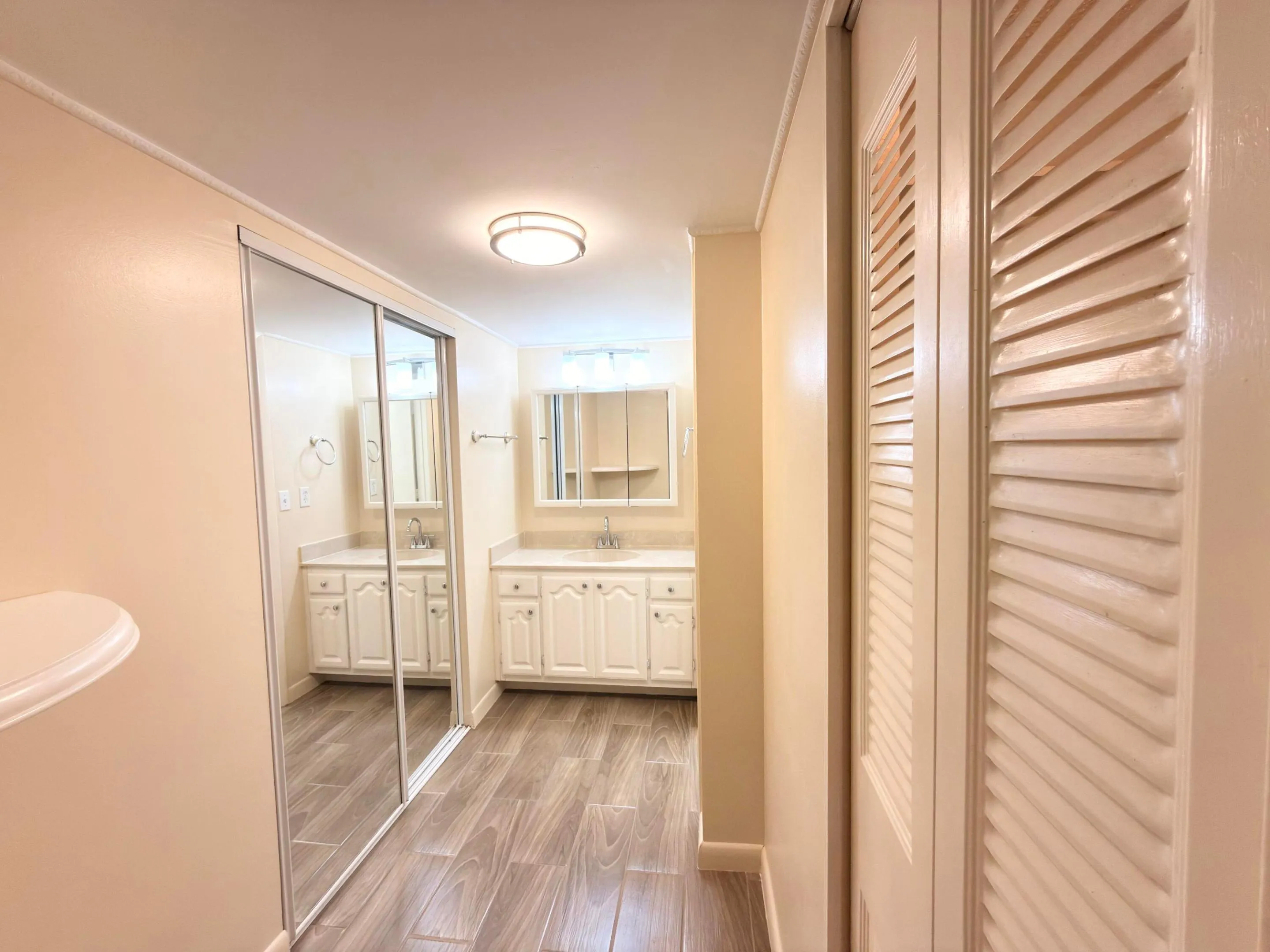 En-Suite bathroom in Primary Bedroom. Lots of closets space. Bathroom vanity has lots of storage.