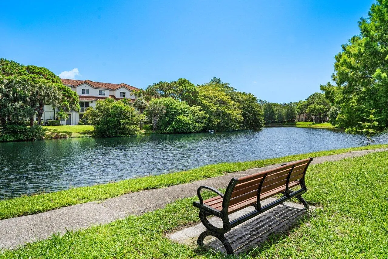 Lake at the back of the building