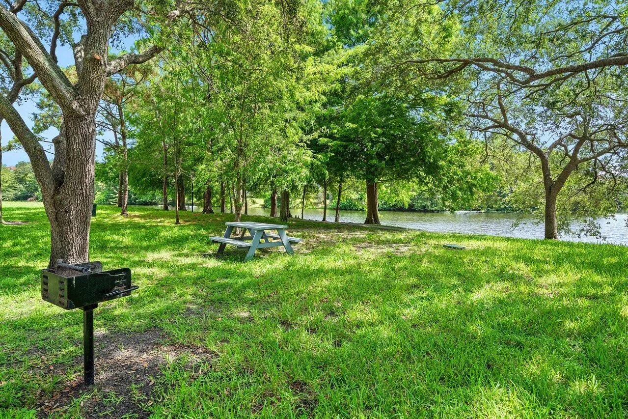 Lake at the back of the building