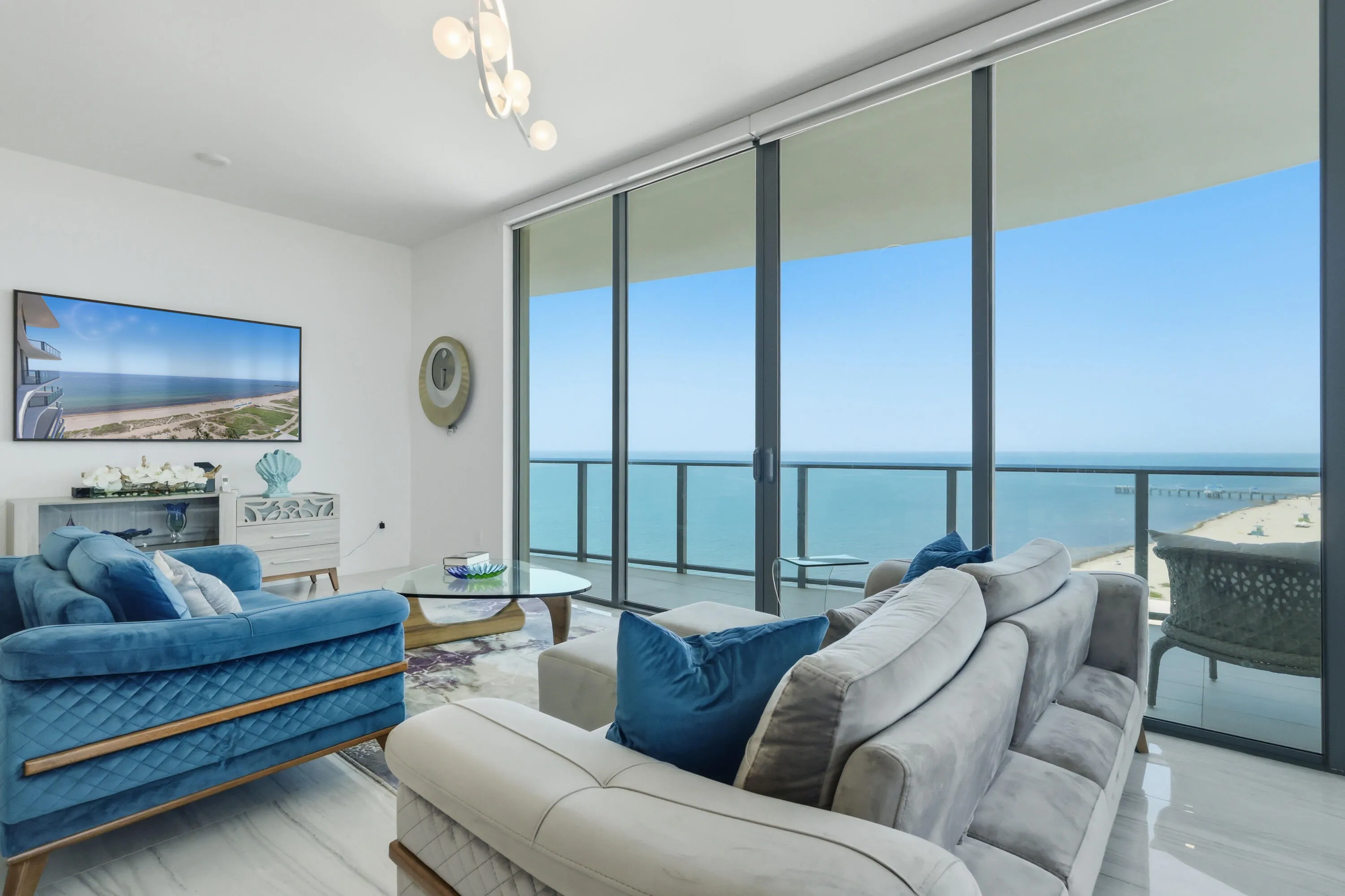 Living room with Sweeping View of the Atlantic Ocean