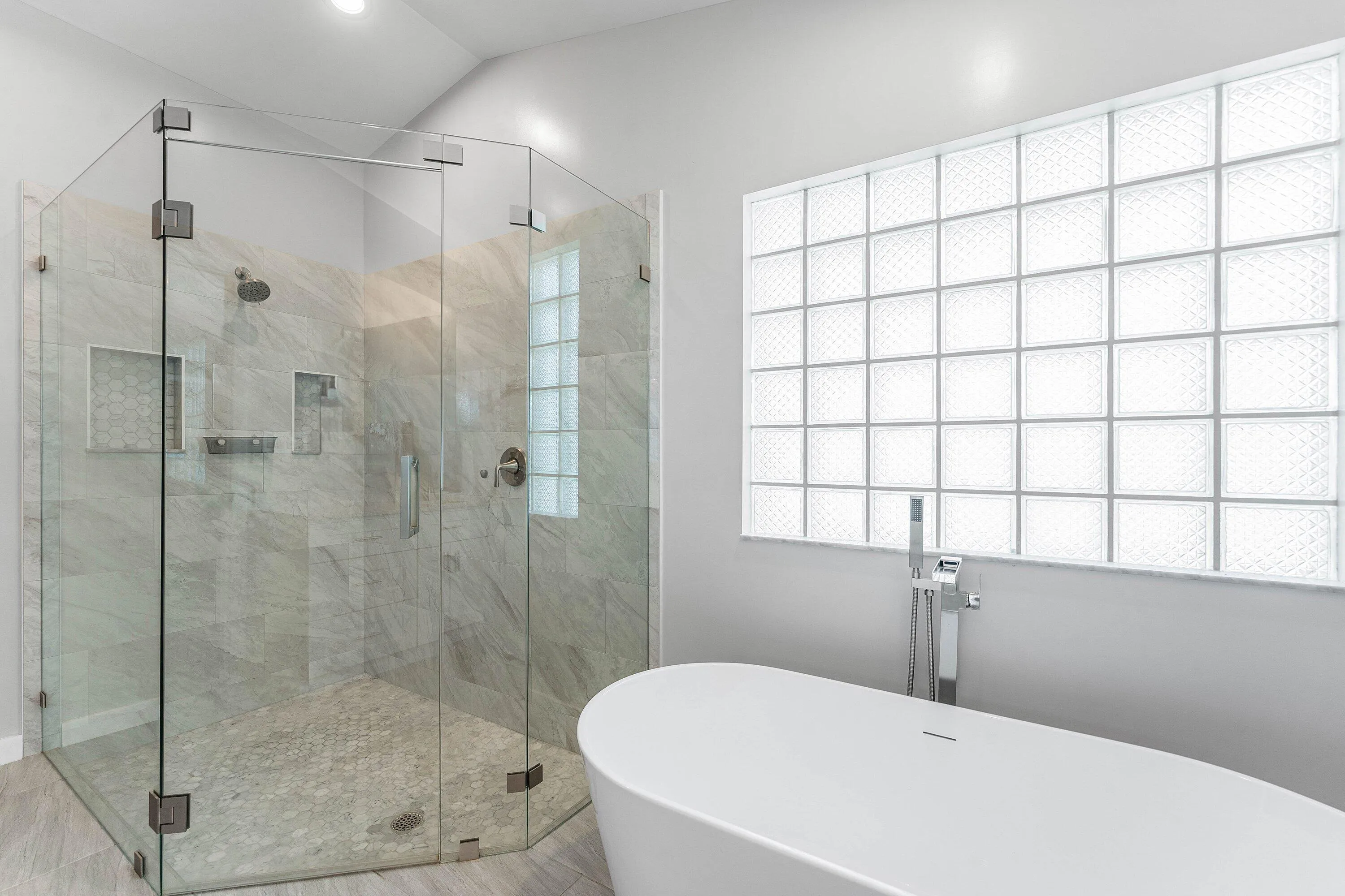 Soak in your oversized tub and hop into your huge shower after a long day!