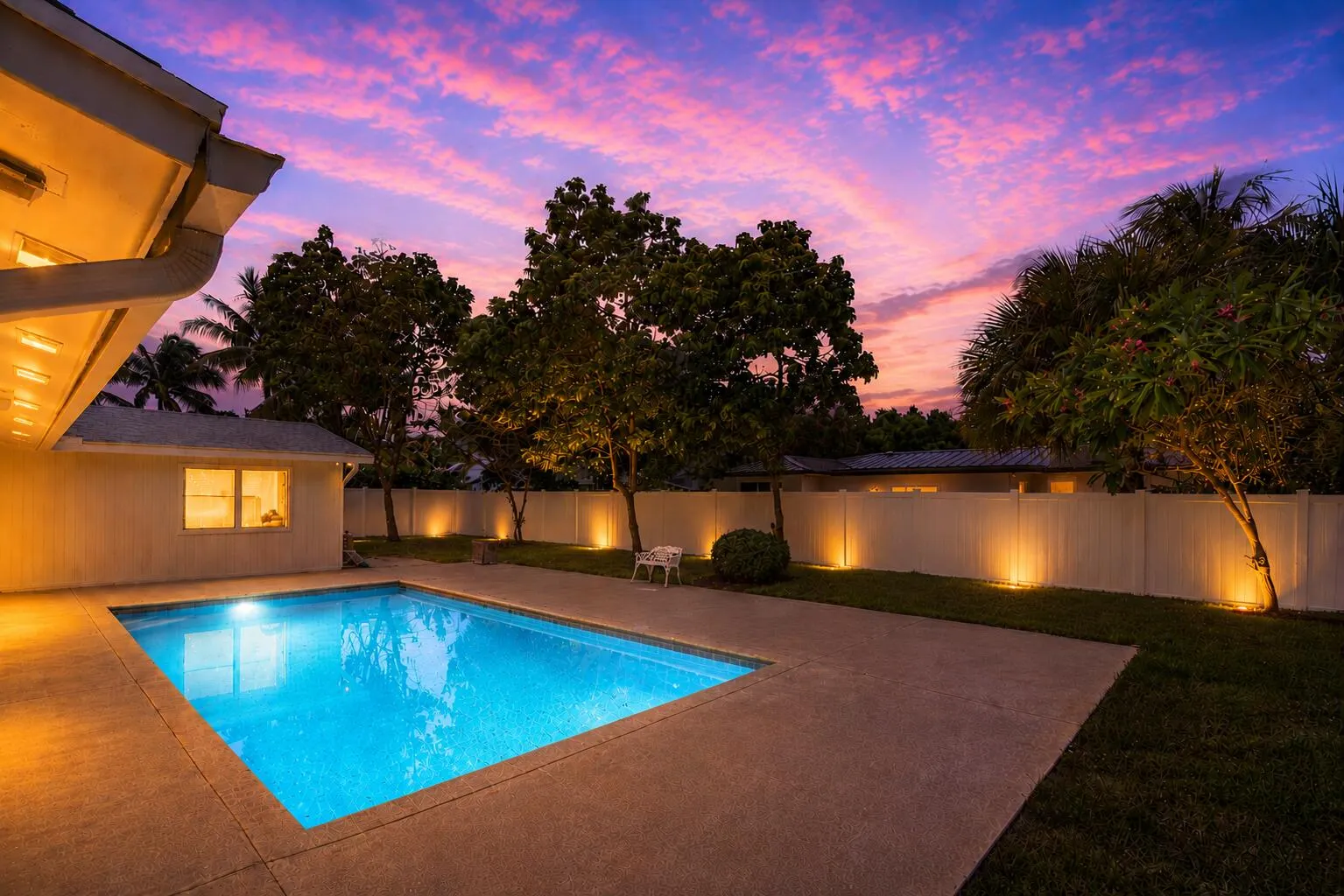 Twilight backyard