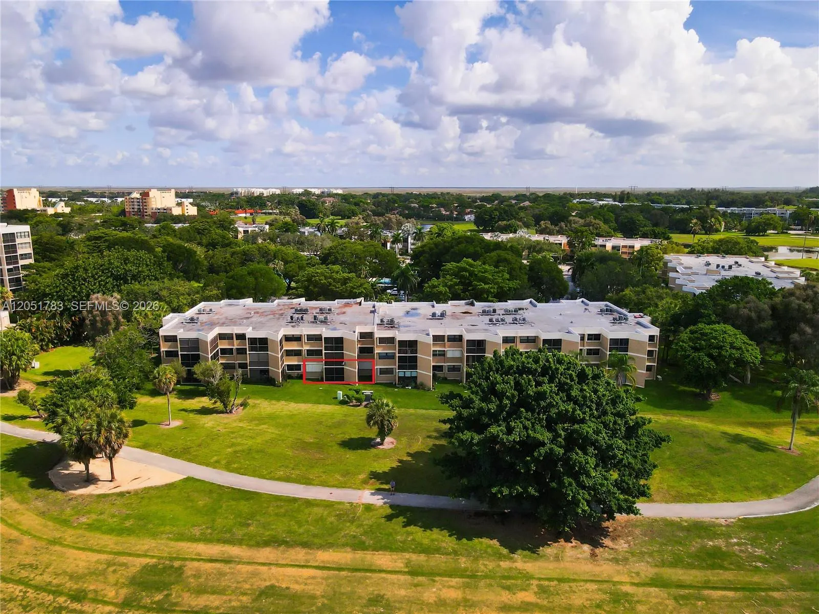 Aerial view from rear of building