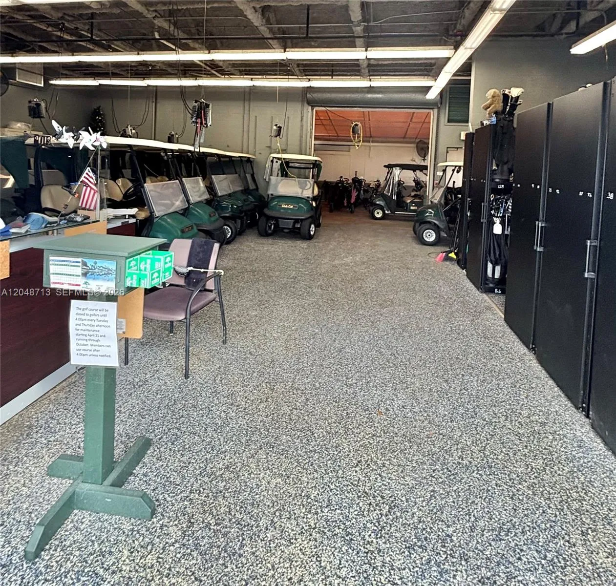 Golf cart storage area