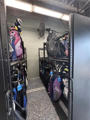 Golf bag storage area