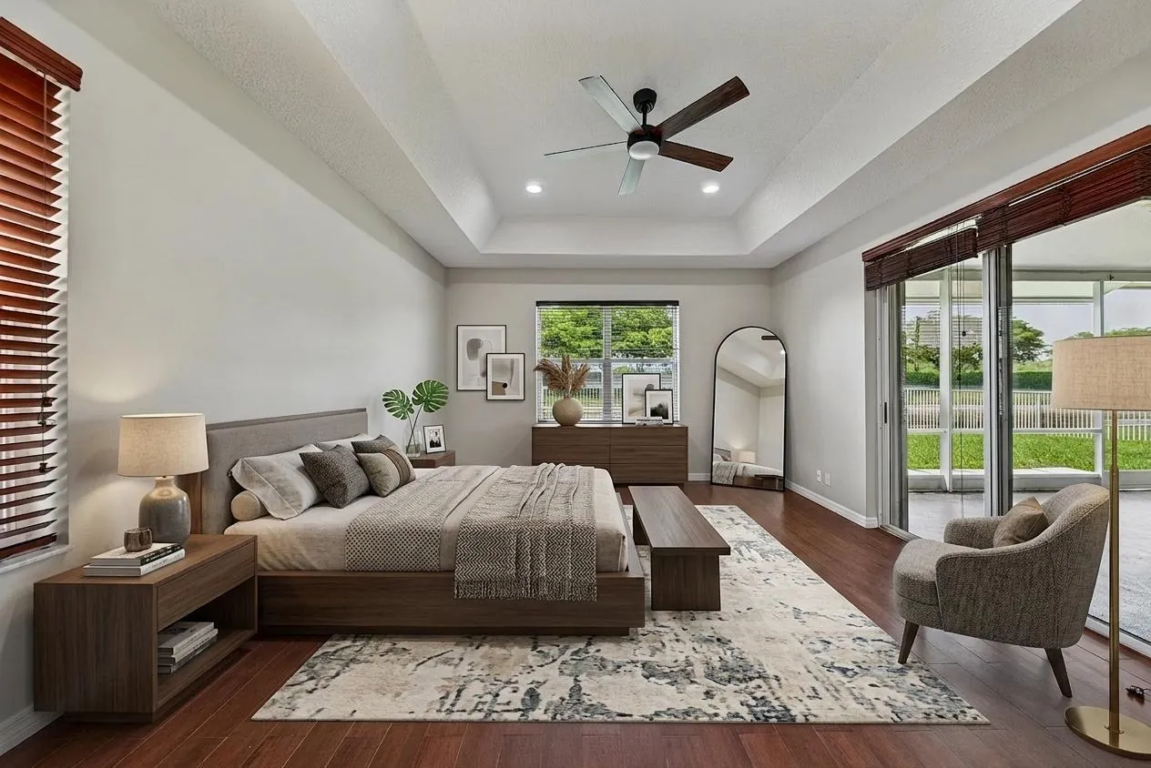 Master bedroom staged