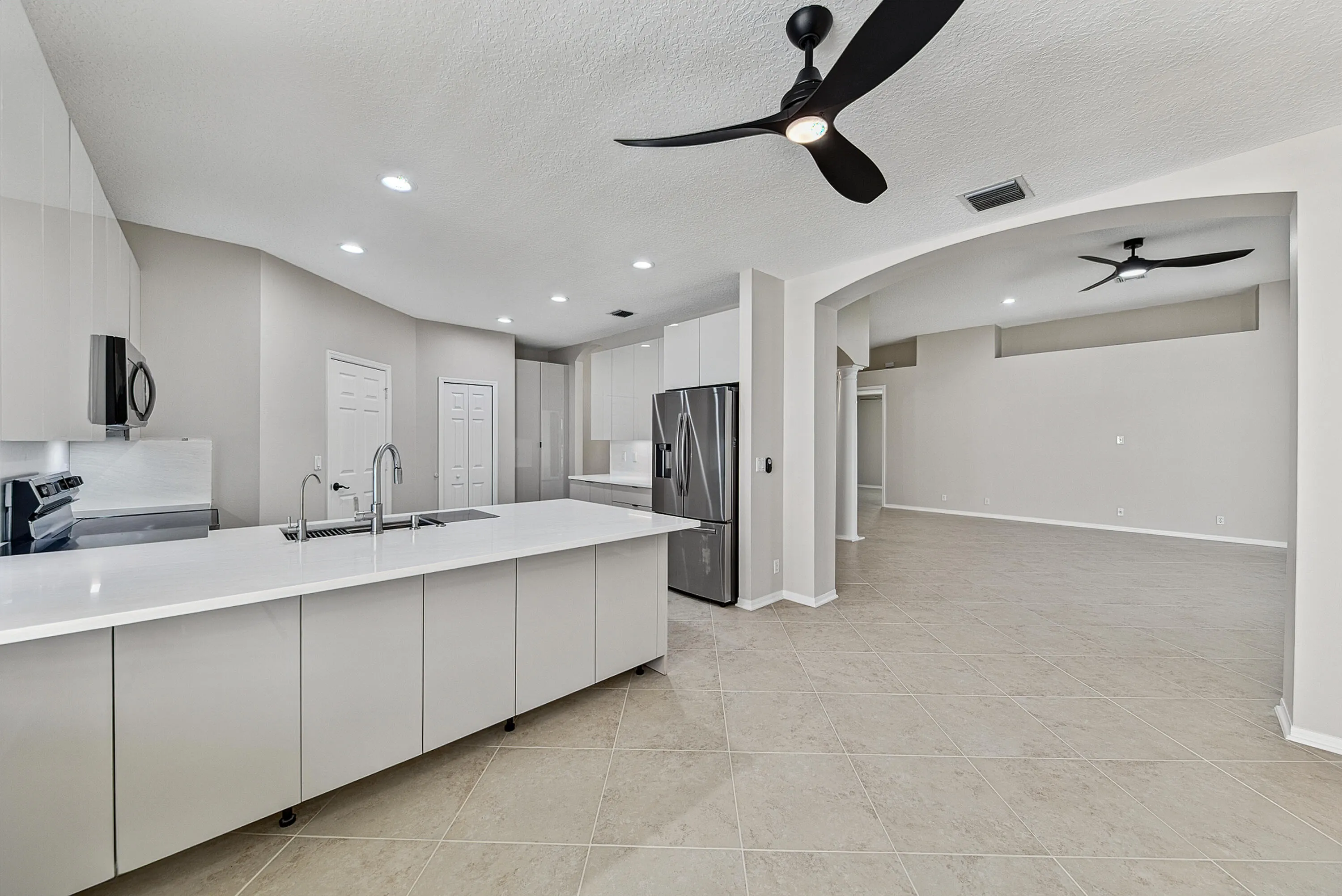 Kitchen dining leading to living room