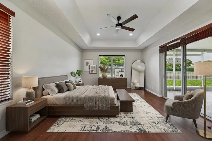 Master bedroom staged