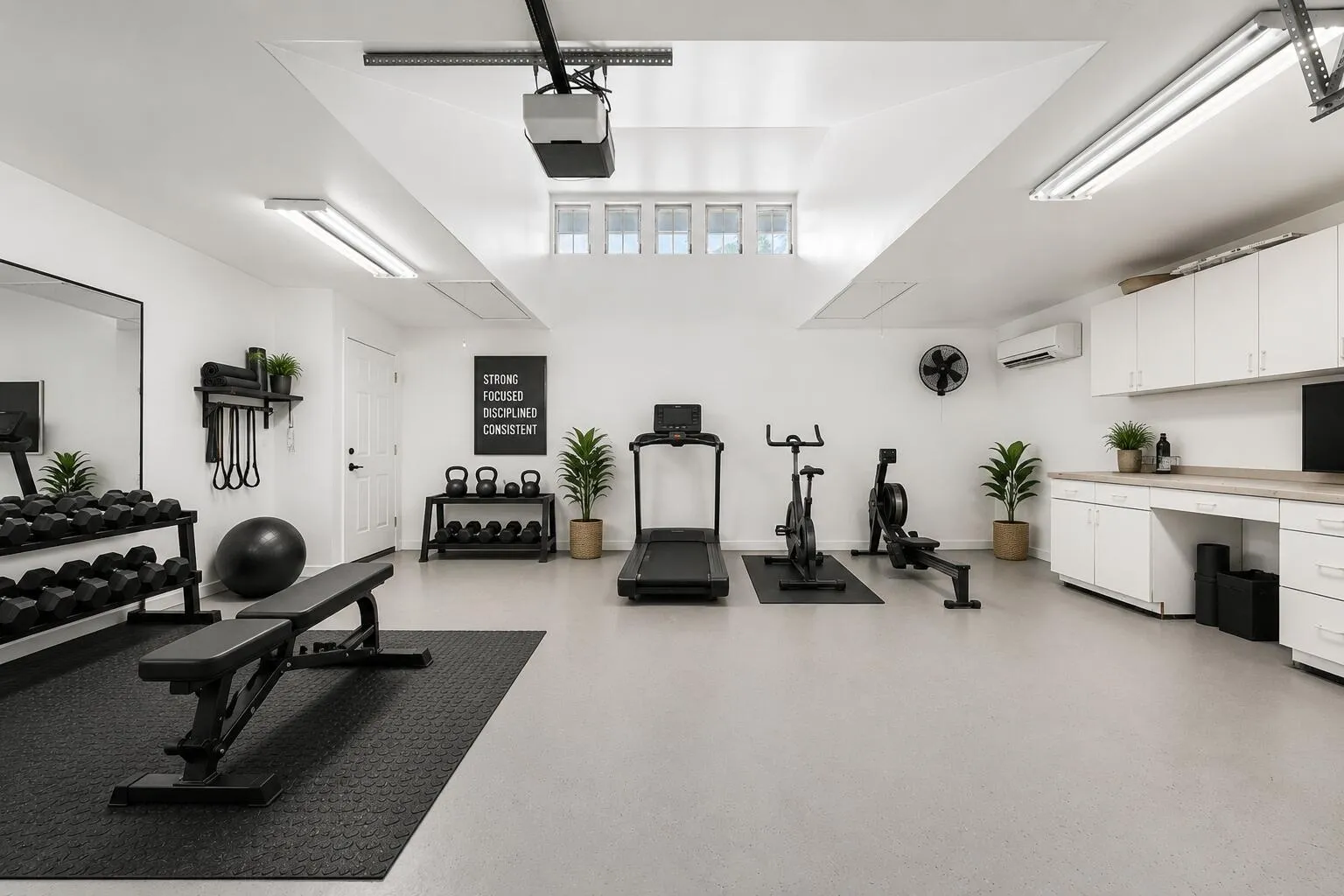 Virtually staged 2nd garage versatile space option 1 - Gym