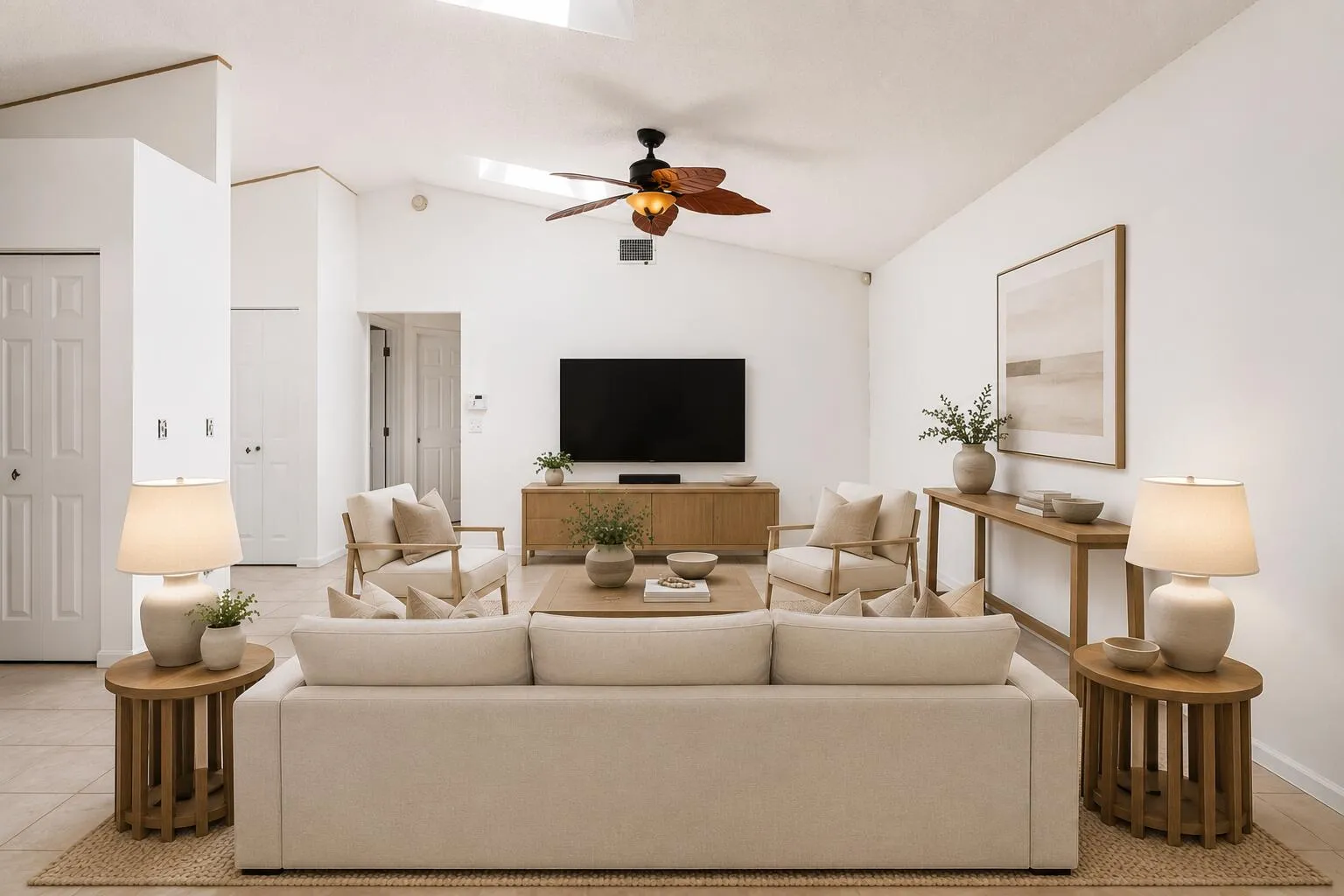 Virtually staged living room