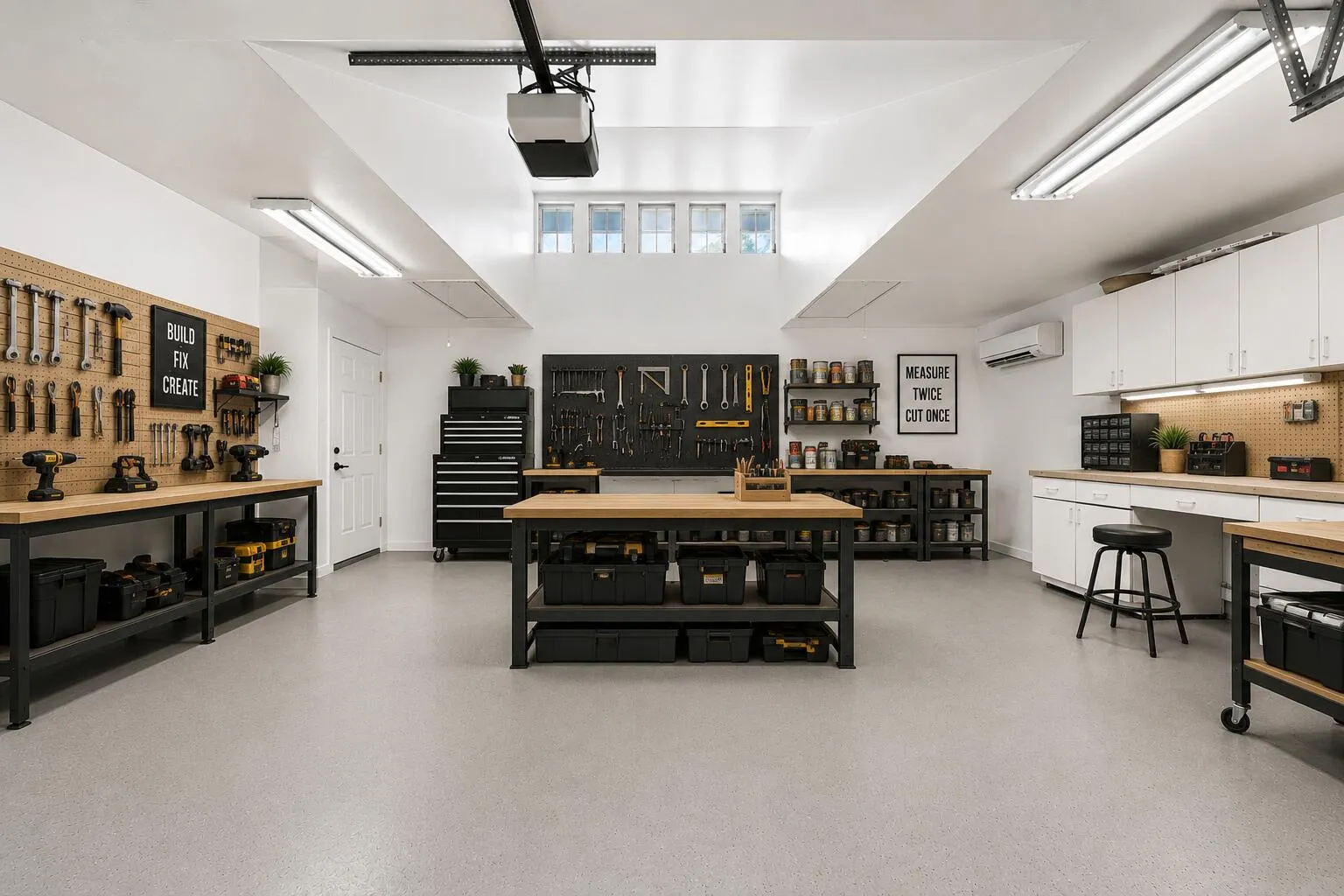 Virtually staged 2nd garage versatile space option 2 - workshop