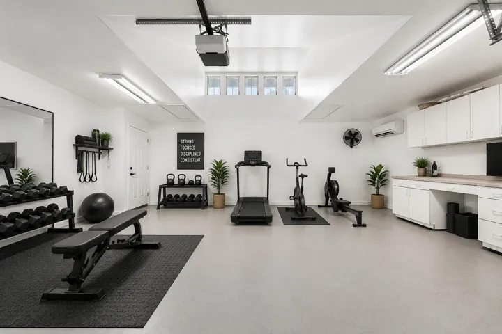 Virtually staged 2nd garage versatile space option 1 - Gym